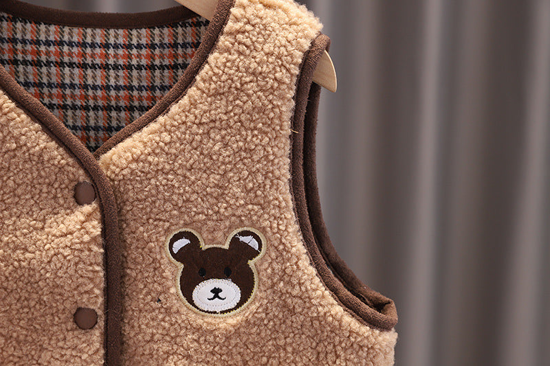 Cozy Baby Plus Velvet Outfit - Warm Foreign Style Clothing Set