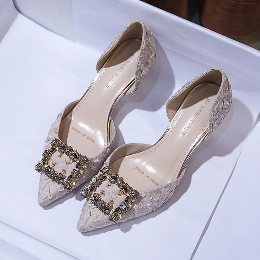Women's High-Heeled Pointed Shoes - Adult Buckle Hollow Design