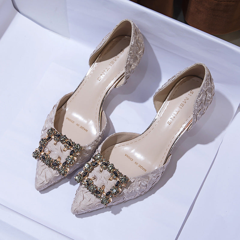 Women's High-Heeled Pointed Shoes - Adult Buckle Hollow Design