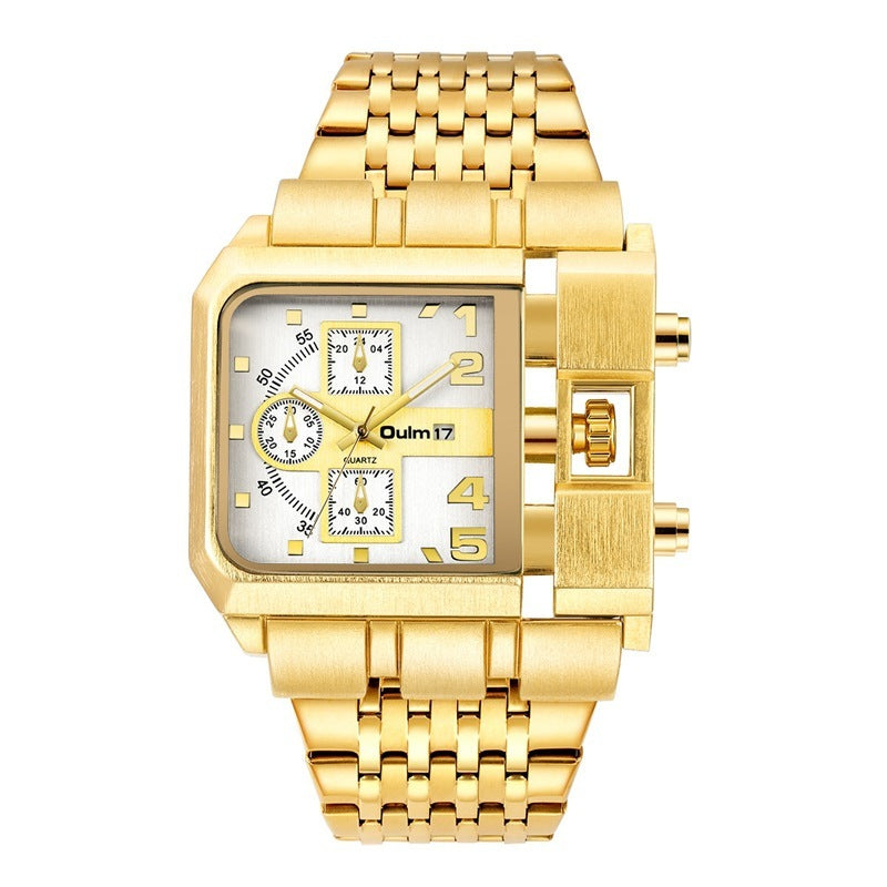 Men's Large Dial Quartz Watch - 43mm Casual