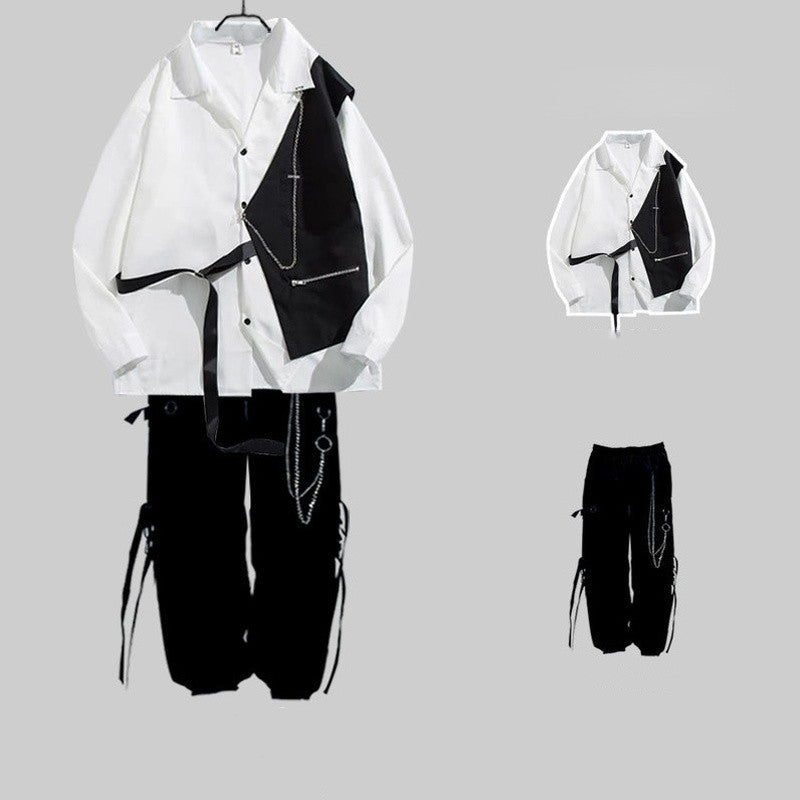 Men's Long Sleeve Shirt Vest Jacket - Hip Hop Fashion Simplicity Set