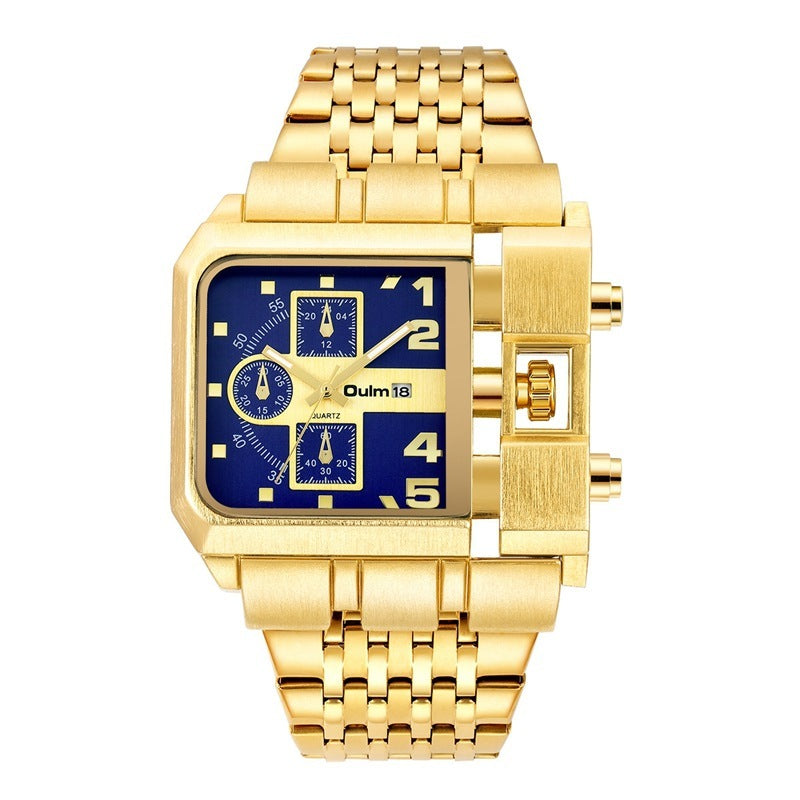 Men's Large Dial Quartz Watch - 43mm Casual