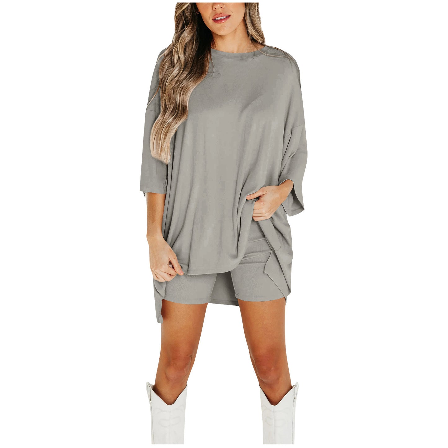 Women's Summer Shorts Suit - Wine Red T-shirt & Pants Set Multiple Sizes