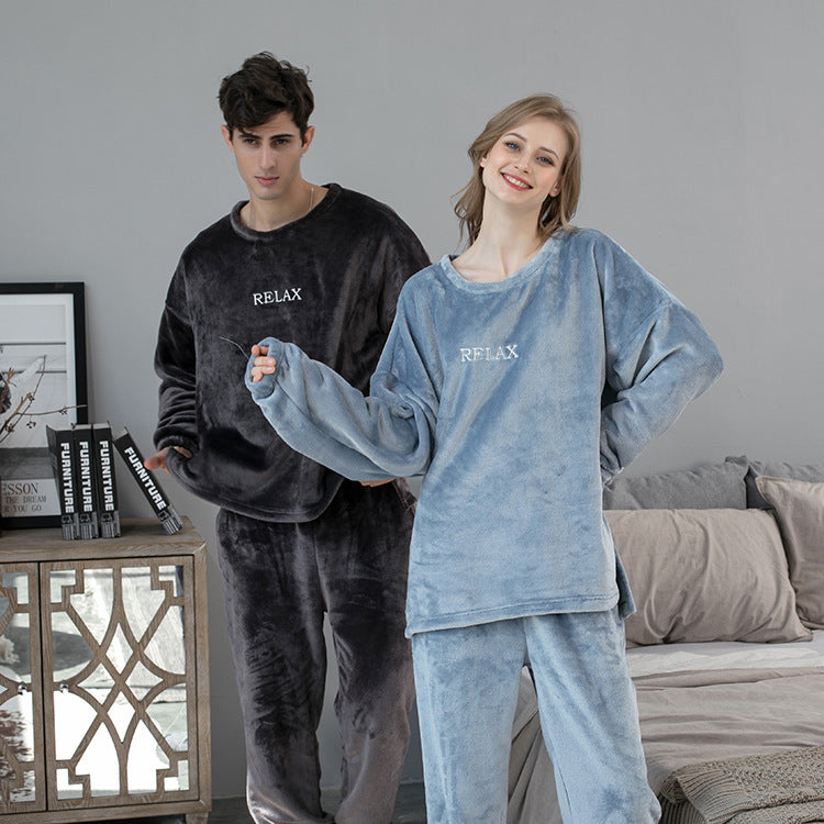 Flannel Pajamas Set - Winter Couple Sleepwear for Women & Men