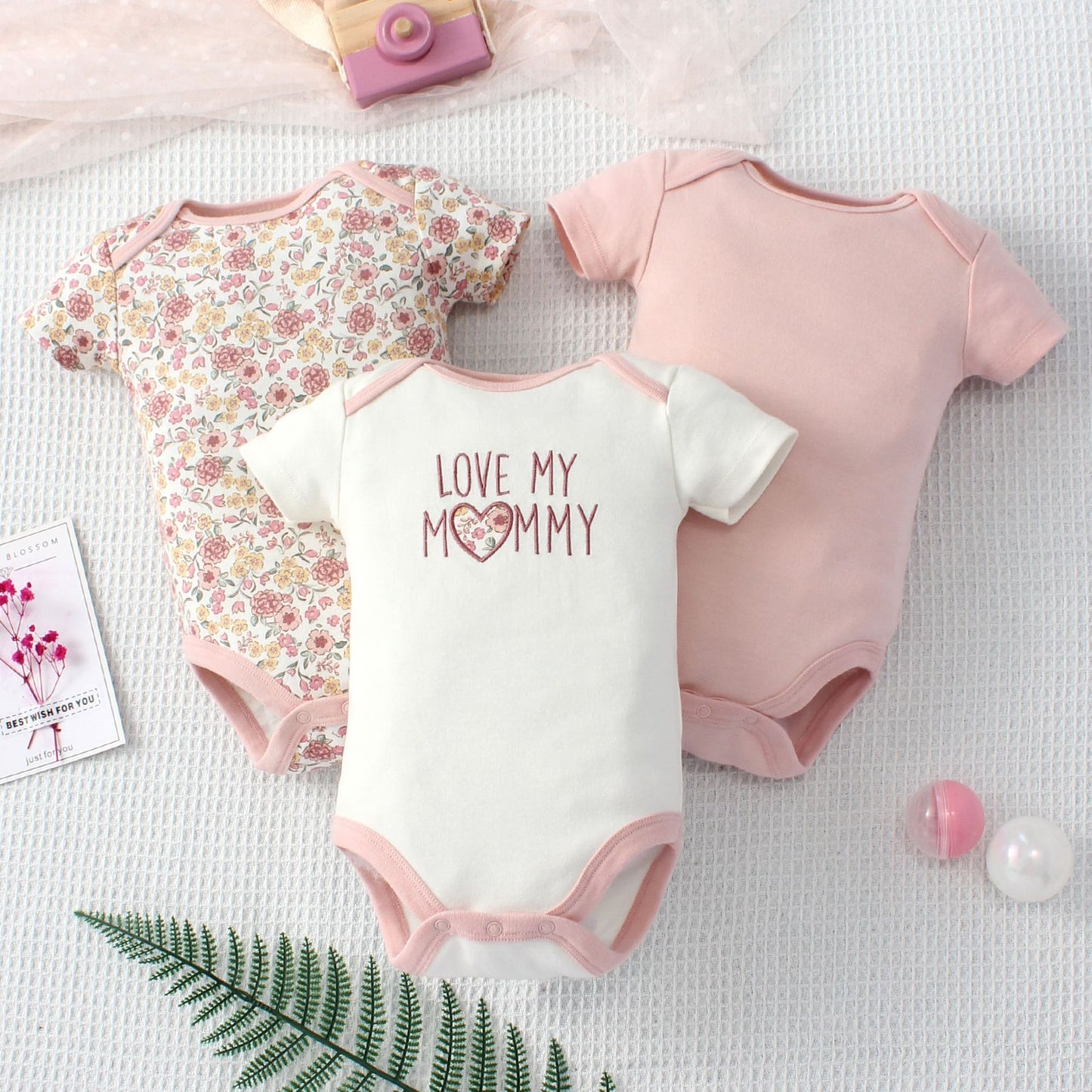 Baby Jumpsuit Fashion Three-Piece Set - Blue Giraffe Design
