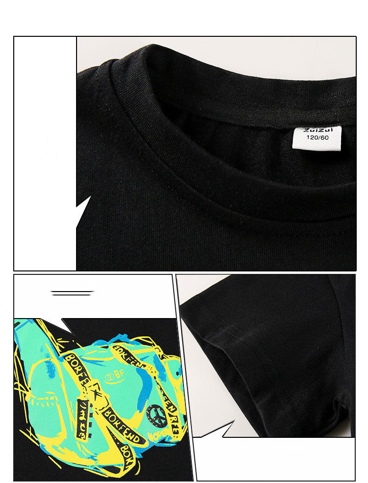 Boy's Short Sleeve Suit Children's Thin Korean Style Trendy