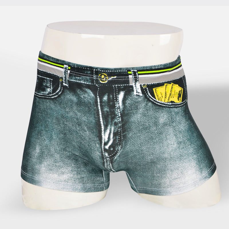 Men's Imitation Denim Inner Pants - Adult Pure Cotton Underwear