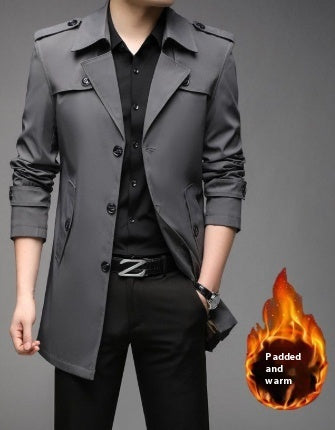 Men's Windbreaker Jacket - Adult Mid-length Business Casual Khaki