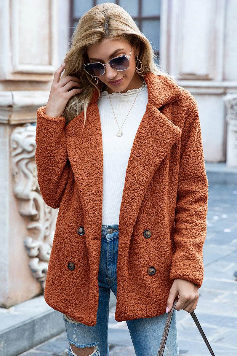 Ivy Lane Full Size Lapel Collar Sherpa Coat - Millivan supplies