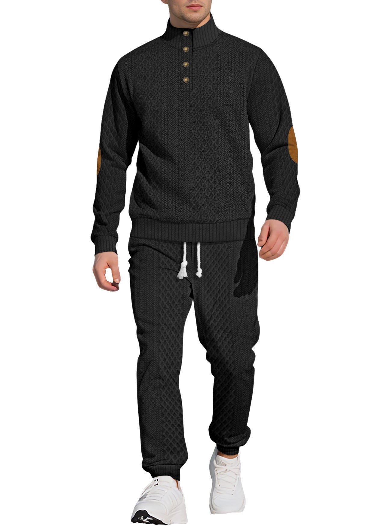 Men's Stand Collar Sports Suit - Light Gray Long Sleeve Outdoor Set Multiple Sizes