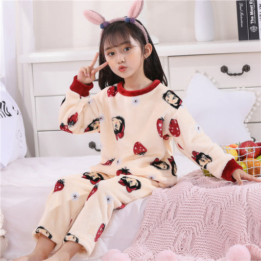 Children's Pajamas Women's Winter Plus Velvet Thick