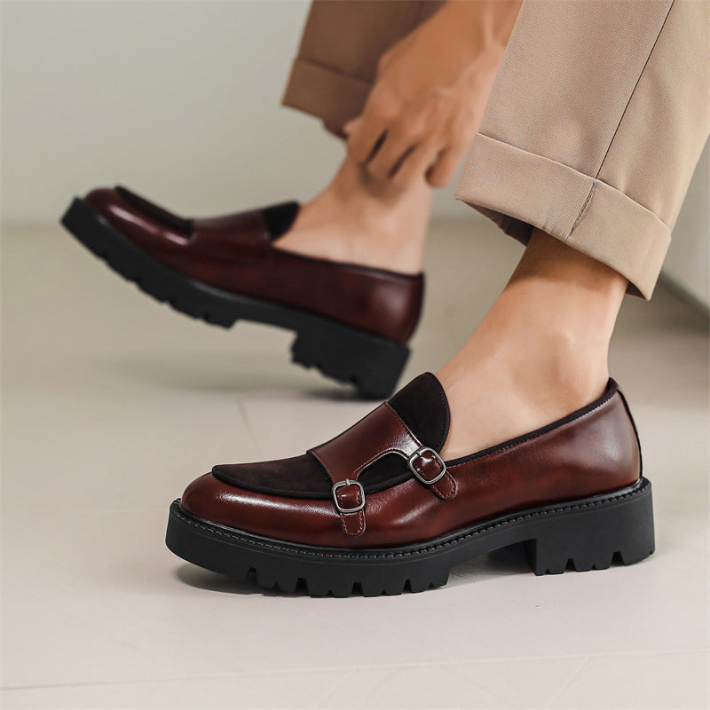 Slip-on Men's Thick Bottom Heighten Casual Shoes - Height Increasing Platform