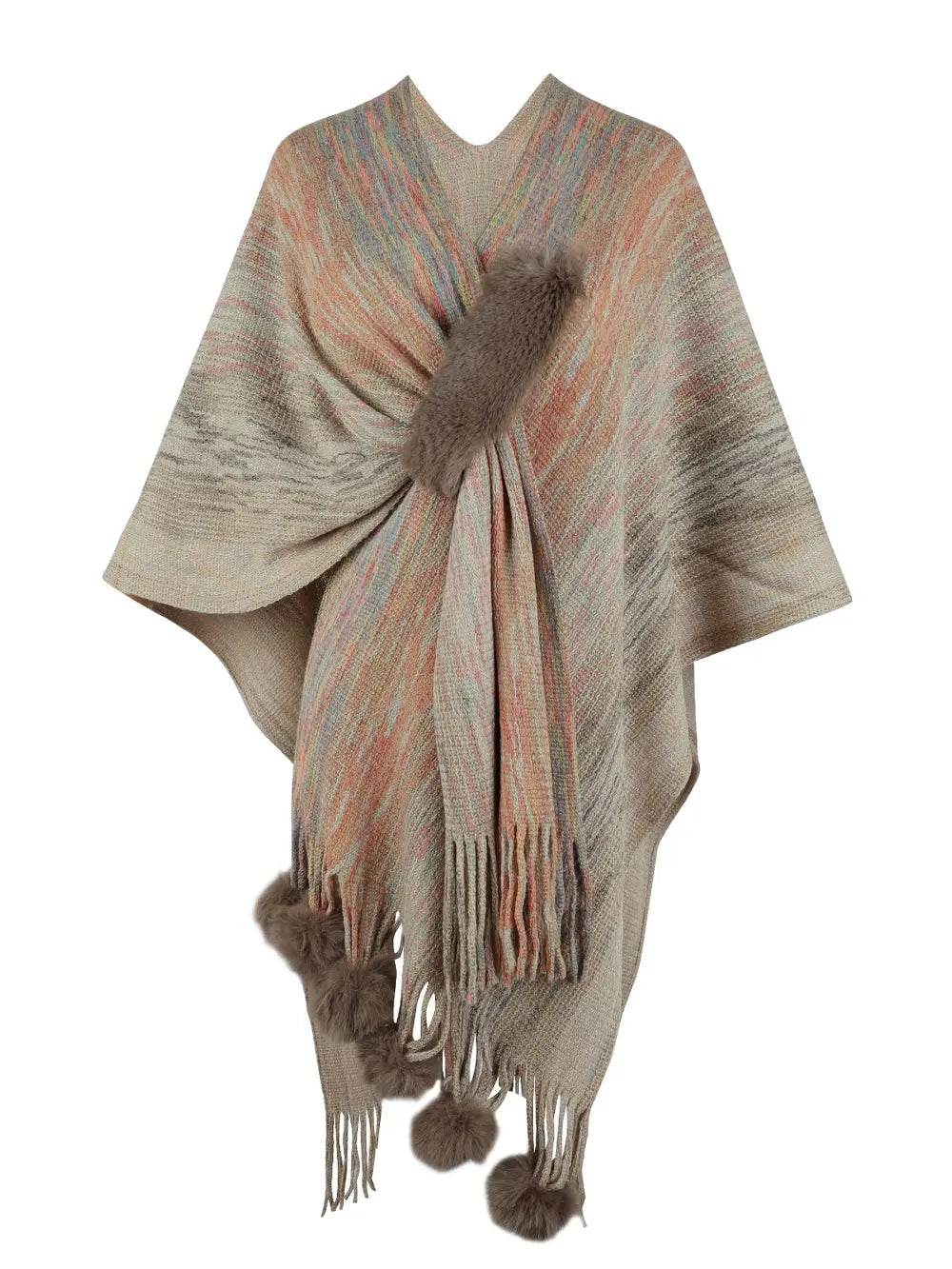 Heathered Fringe Hem Poncho - Millivan supplies