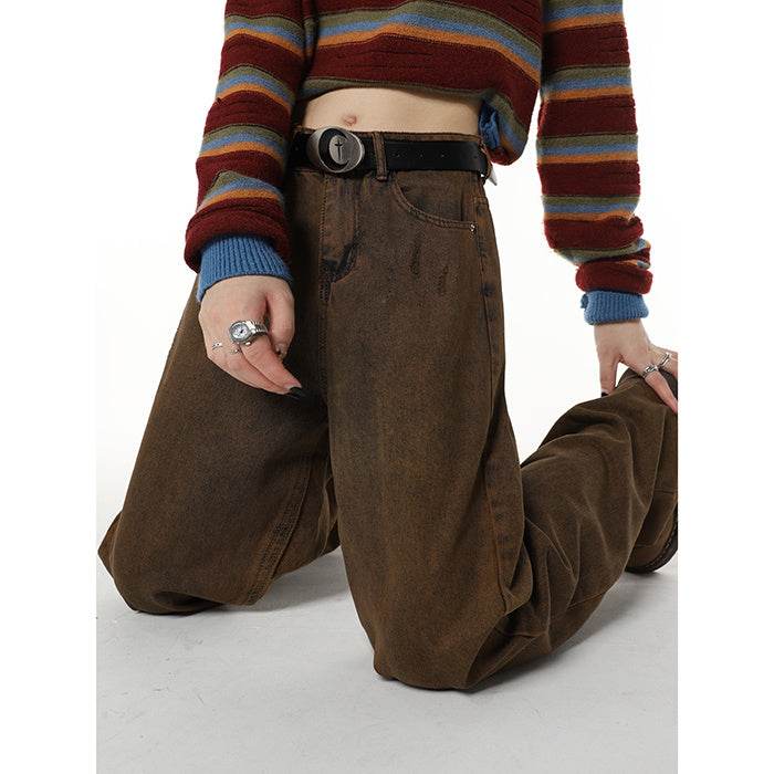 Retro Brown Jeans For Women - Millivan supplies