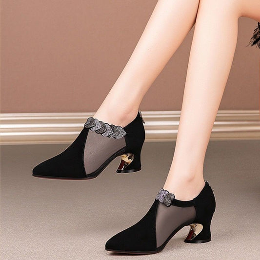 Hollow Mesh Pointed Toe Shoes Women