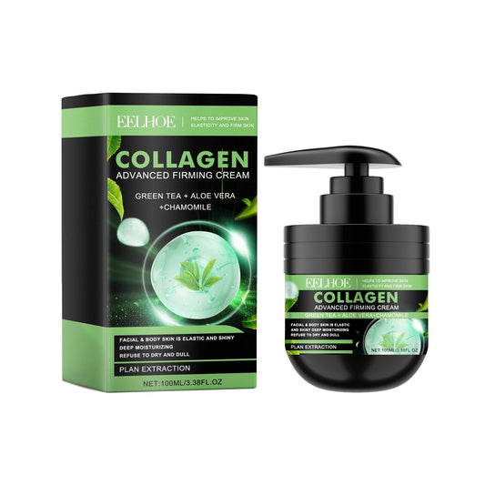 Collagen advanced firming cream with packaging on a white background