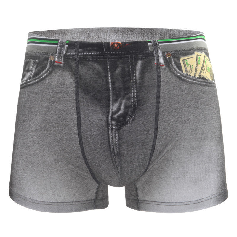 Men's Imitation Denim Inner Pants - Adult Pure Cotton Underwear