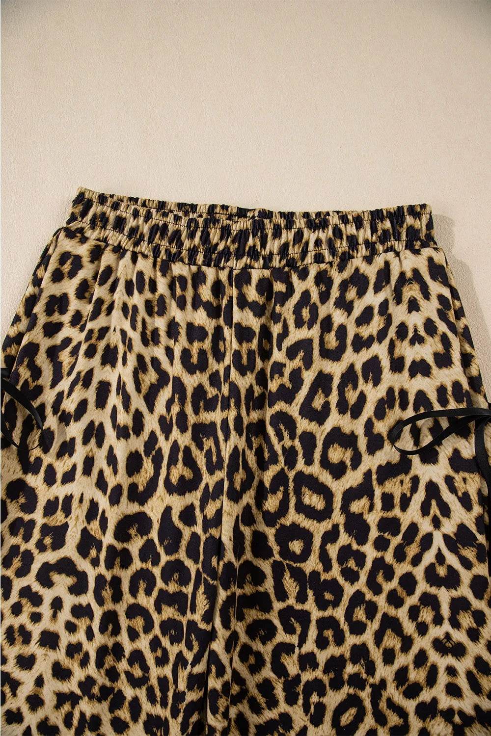 Leopard Bow Tie Elastic Waist Pants - Millivan supplies
