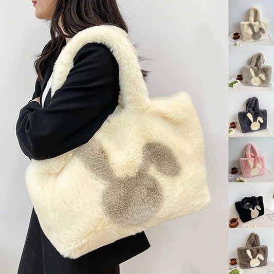 Cute Rabbit Ears Plush Bag - Autumn Winter Tote