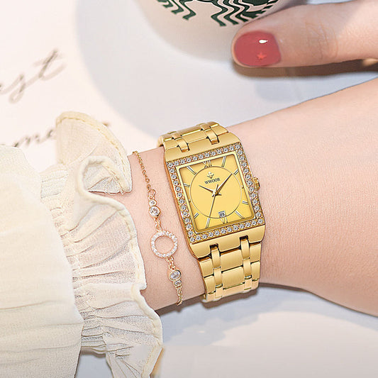 Diamond Square Steel Watch - Waterproof Love Belt
