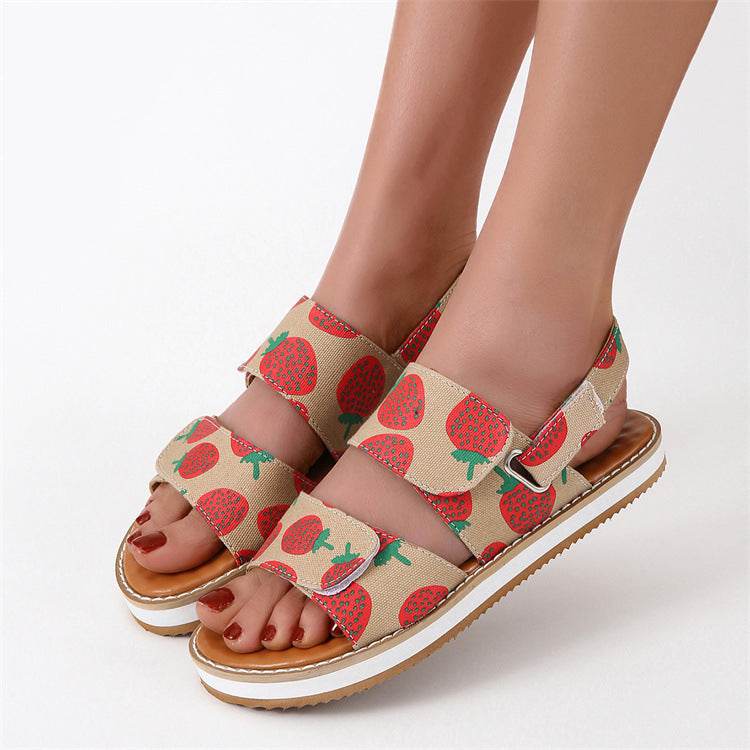 Women's Sandals Velcro Fish Mouth Flat Overfoot Shoes - Millivan supplies