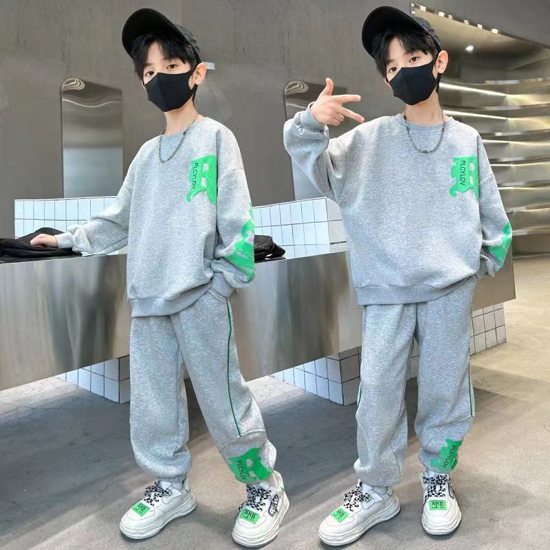 Suit Middle Boys' Clothes Sports Sweater Two-piece Set