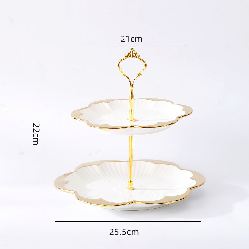 Ceramic Fruit Plate Home Living Room Light Luxury Creative Multi-layer Dessert Fruit Plate - Nordic Style