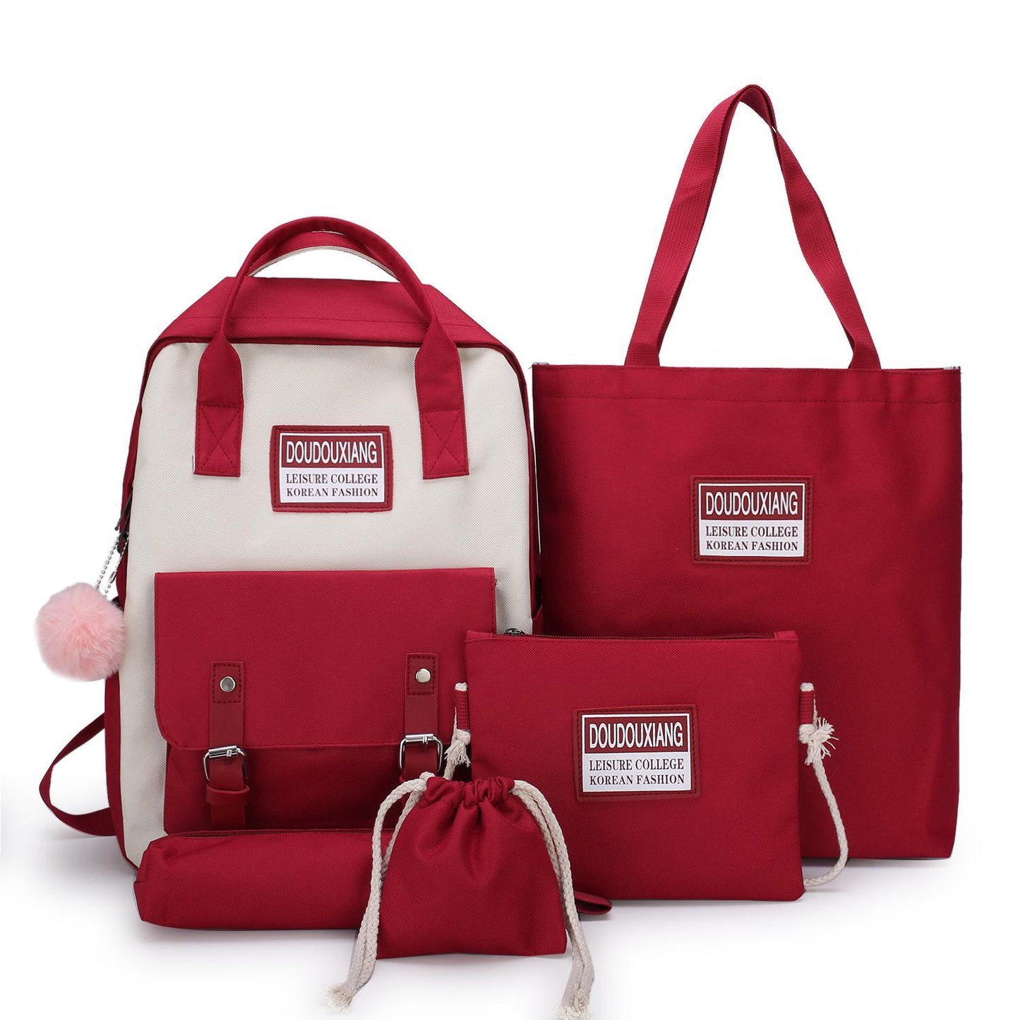 Five-piece women's fashion canvas bag