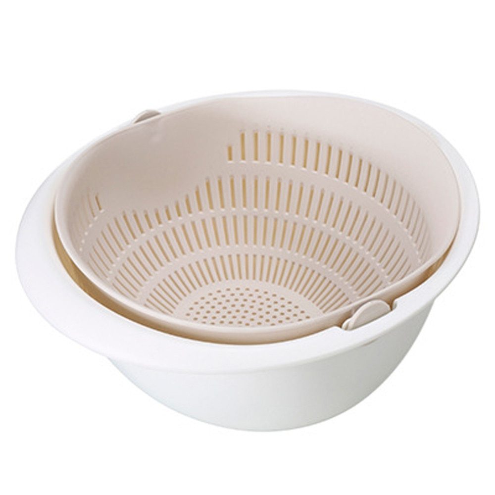 Portable Detachable Cleaning Drain Basket Double-Layer Hollow Fruit and Vegetable Cleaning Drain Basket - PP Material