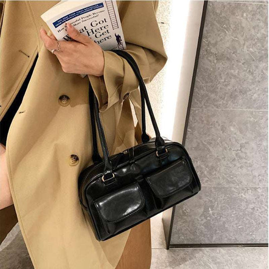Multi-Pocket Square Shoulder Bag - Women's Versatile Underarm Handbag