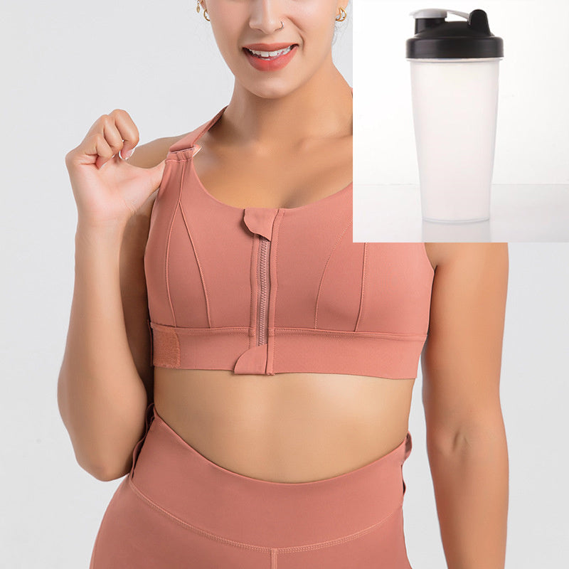 Front Zipper Seamless Push-Up Bra - Wireless Comfort & Active Support