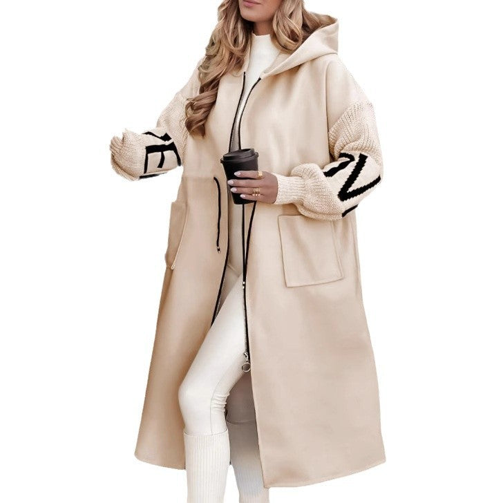 Women's Hooded Windbreaker Jacket - Adult Long Trench Coat Fall Winter