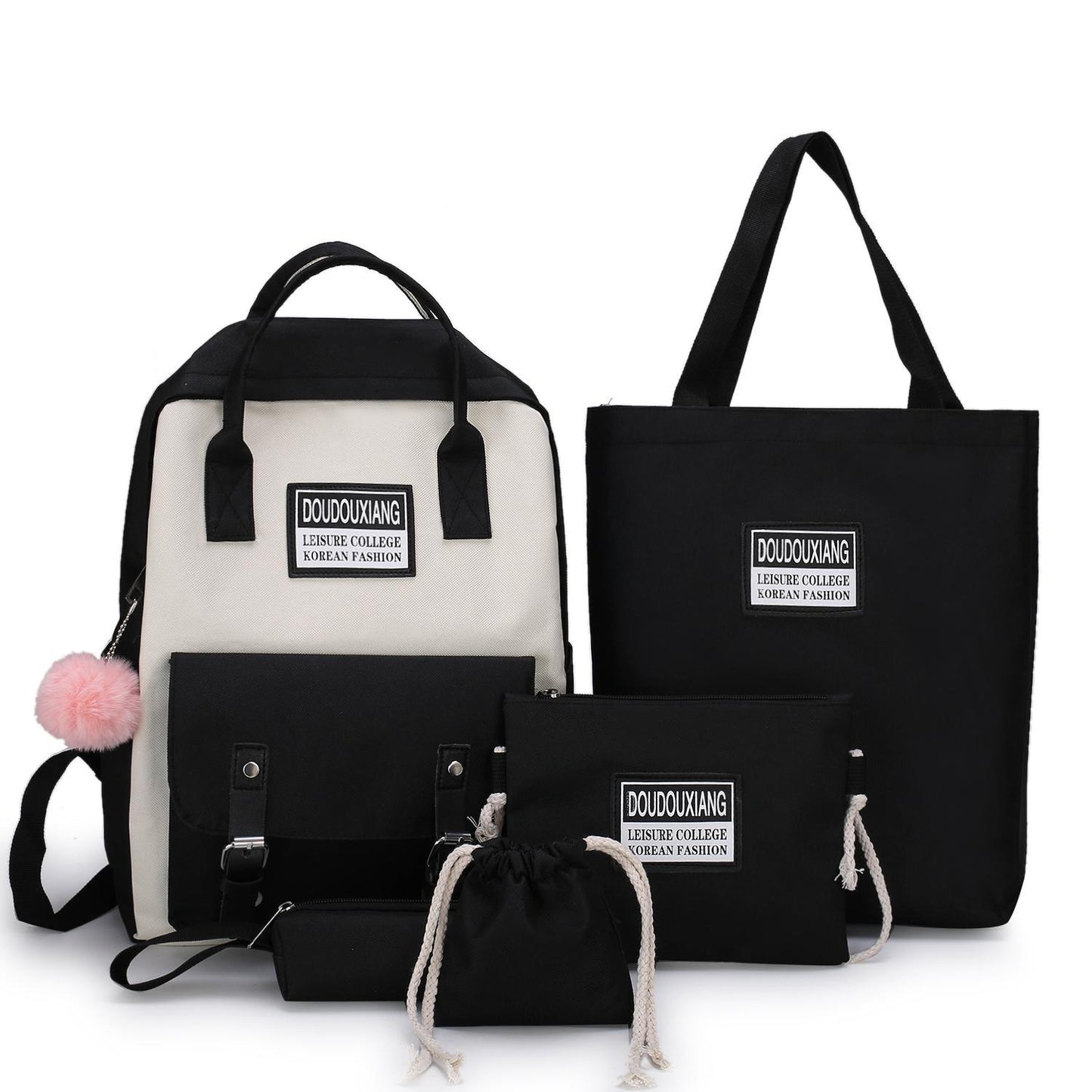 Five-piece women's fashion canvas bag