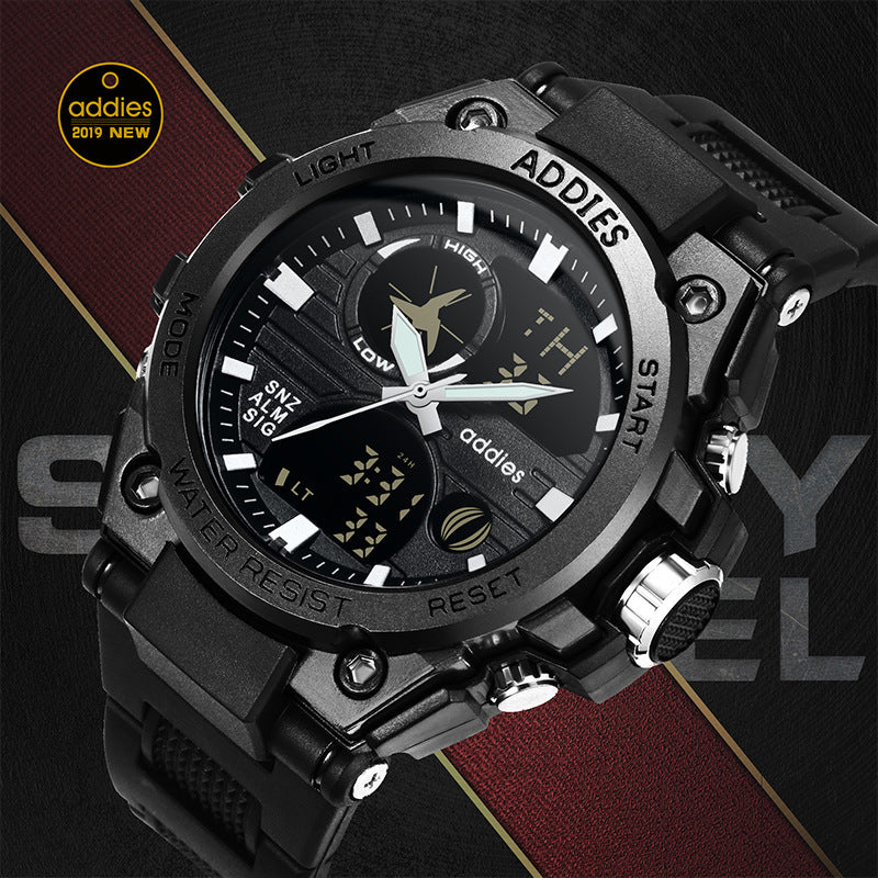 Men's Multifunctional Plastic Sports Watch - 50mm