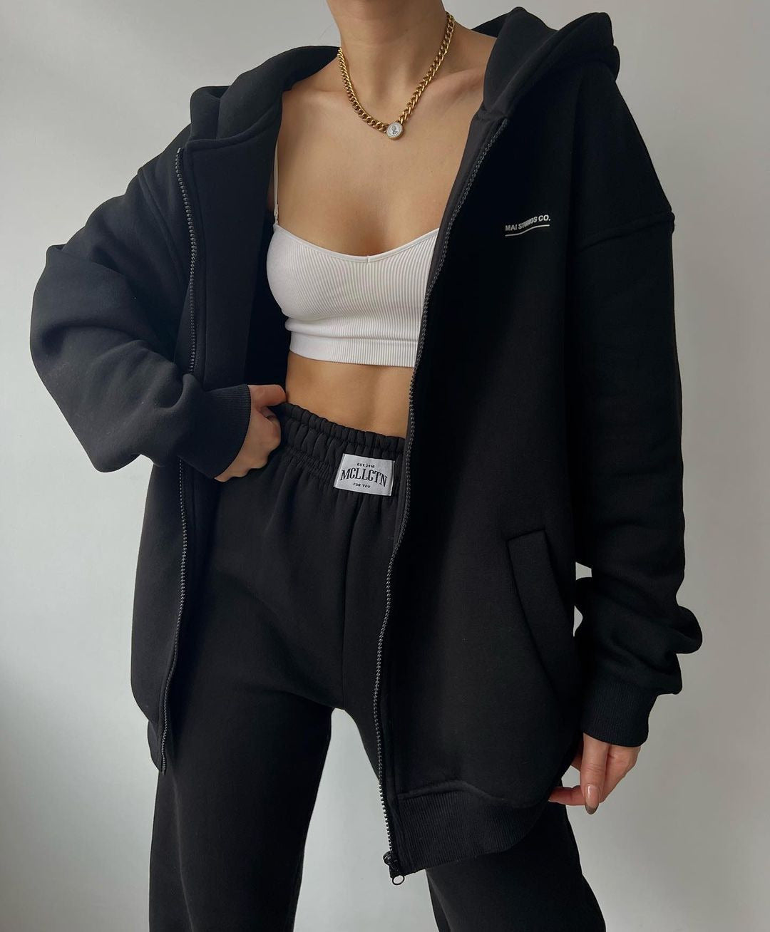 Women's Long Sleeve Fleece Pullover Trousers Fashion Printed Hooded Suits - Cozy Set