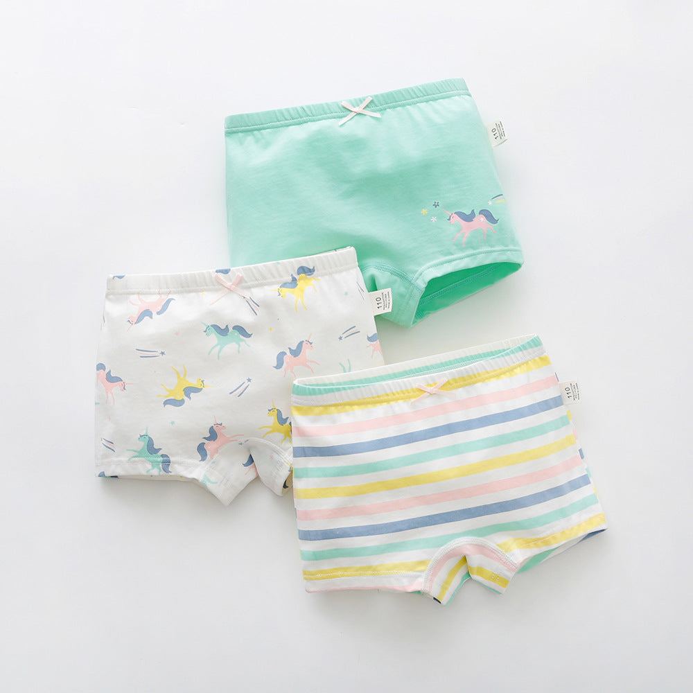 Girls' Cotton Boxer Briefs - Cute Cartoon Children's Underwear