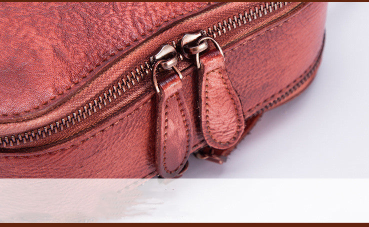 Heart-Shaped Top Layer Leather  Fashion Polished Crossbody Bag