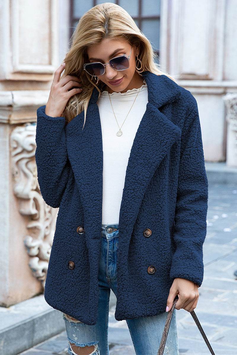 Ivy Lane Full Size Lapel Collar Sherpa Coat - Millivan supplies