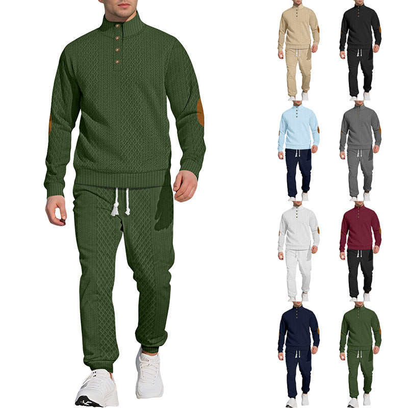 Men's Stand Collar Sports Suit - Light Gray Long Sleeve Outdoor Set Multiple Sizes
