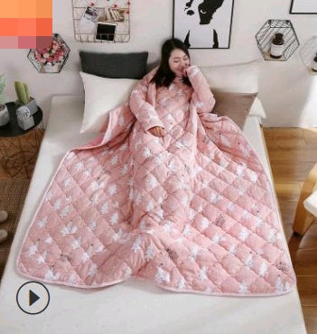 Winter Lazy Quilt with Sleeves - Polyester 1.2×1.6m Wearable Blanket 5 Colors 1350g