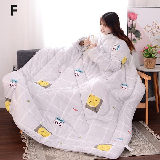 Winter Lazy Quilt with Sleeves - Polyester 1.2×1.6m Wearable Blanket 5 Colors 1350g
