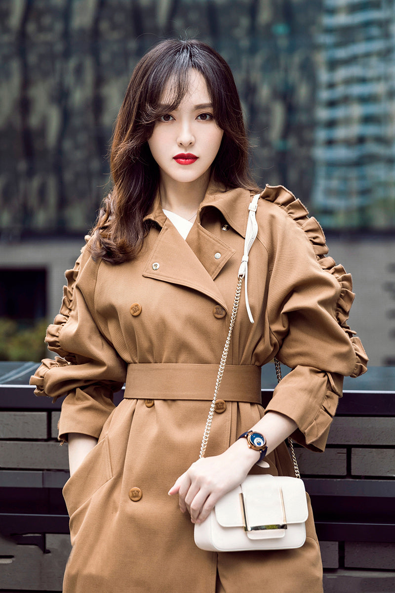 Double-breasted British trench coat