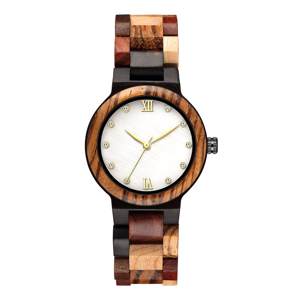 Pearl Shell Wood Ladies Watch - Simple Natural