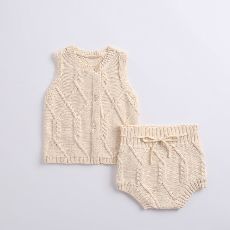 Newborn suit cotton knitted twist vest