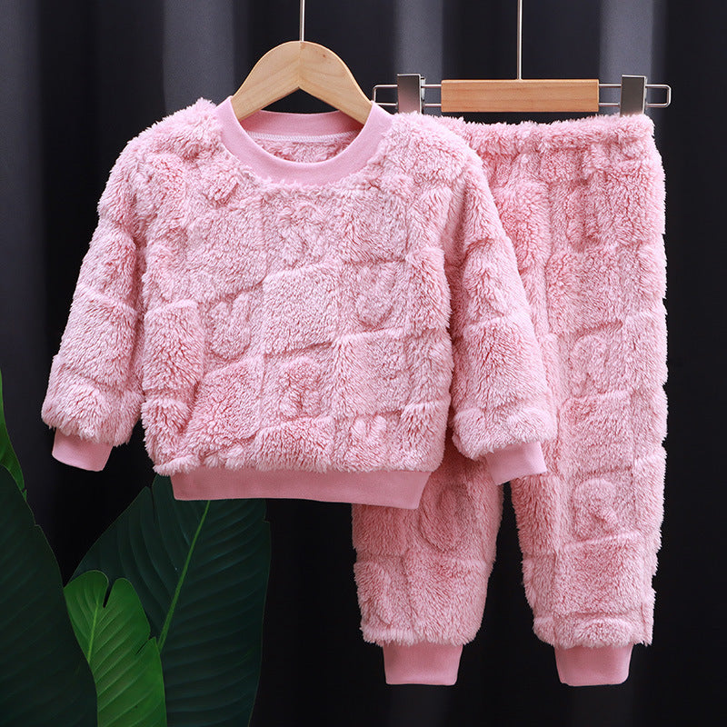 Korean Style Girls' Solid Color Pajamas - Comfortable Sleepwear Set