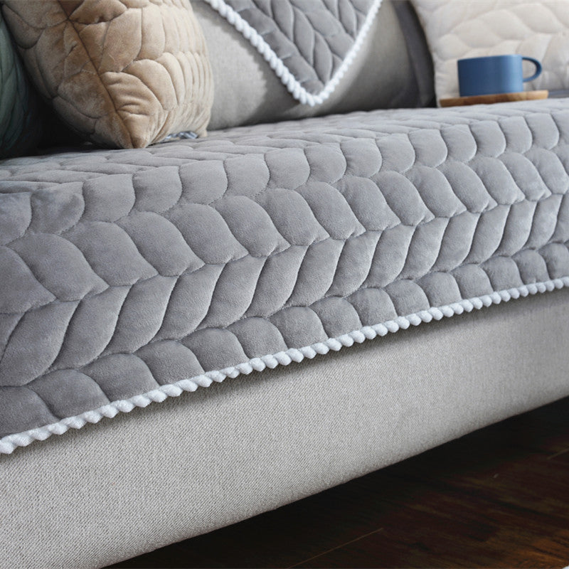 Thicken Plush Quilted Sofa Towel Universal Sectional Sofa Cover Anti-slip Couch Covers