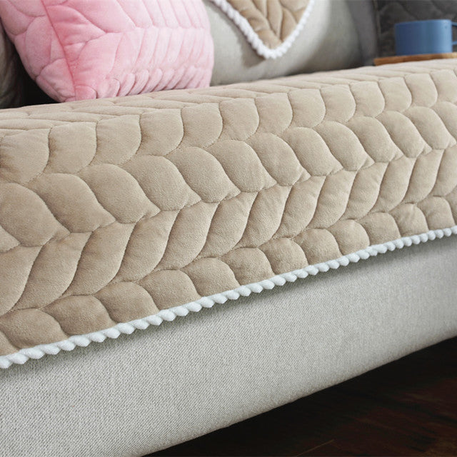 Thicken Plush Quilted Sofa Towel Universal Sectional Sofa Cover Anti-slip Couch Covers