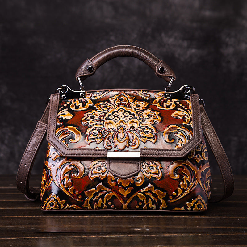 Leather Female Toe Cap Layer Cowhide Retro