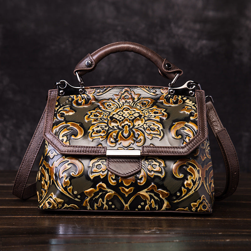 Leather Female Toe Cap Layer Cowhide Retro