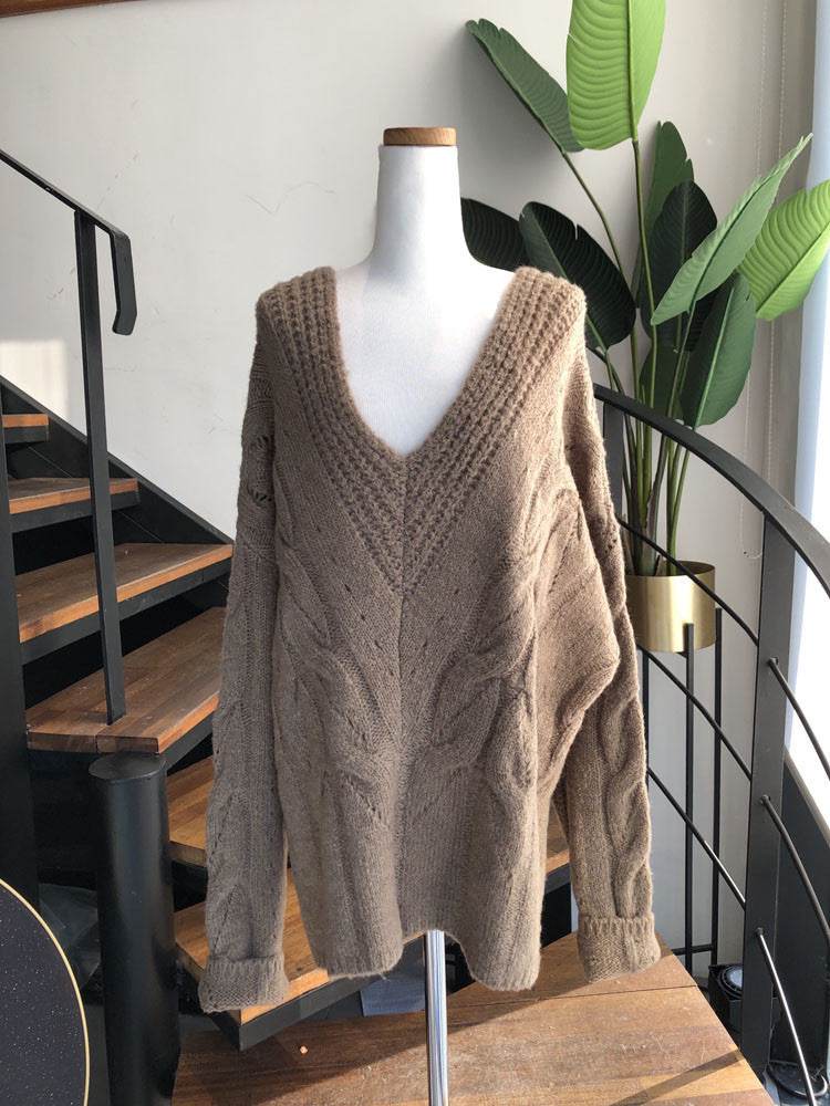 Loose, Lazy And Comfortable Medium Length Jacquard Hollow Out Sweater - Millivan supplies